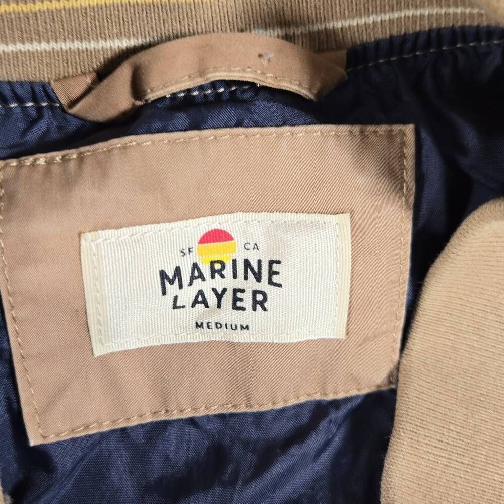 Marine Layer Rossland Dry Wax Bomber Jacket Tan Full Zip Medium - Picture 3 of 11